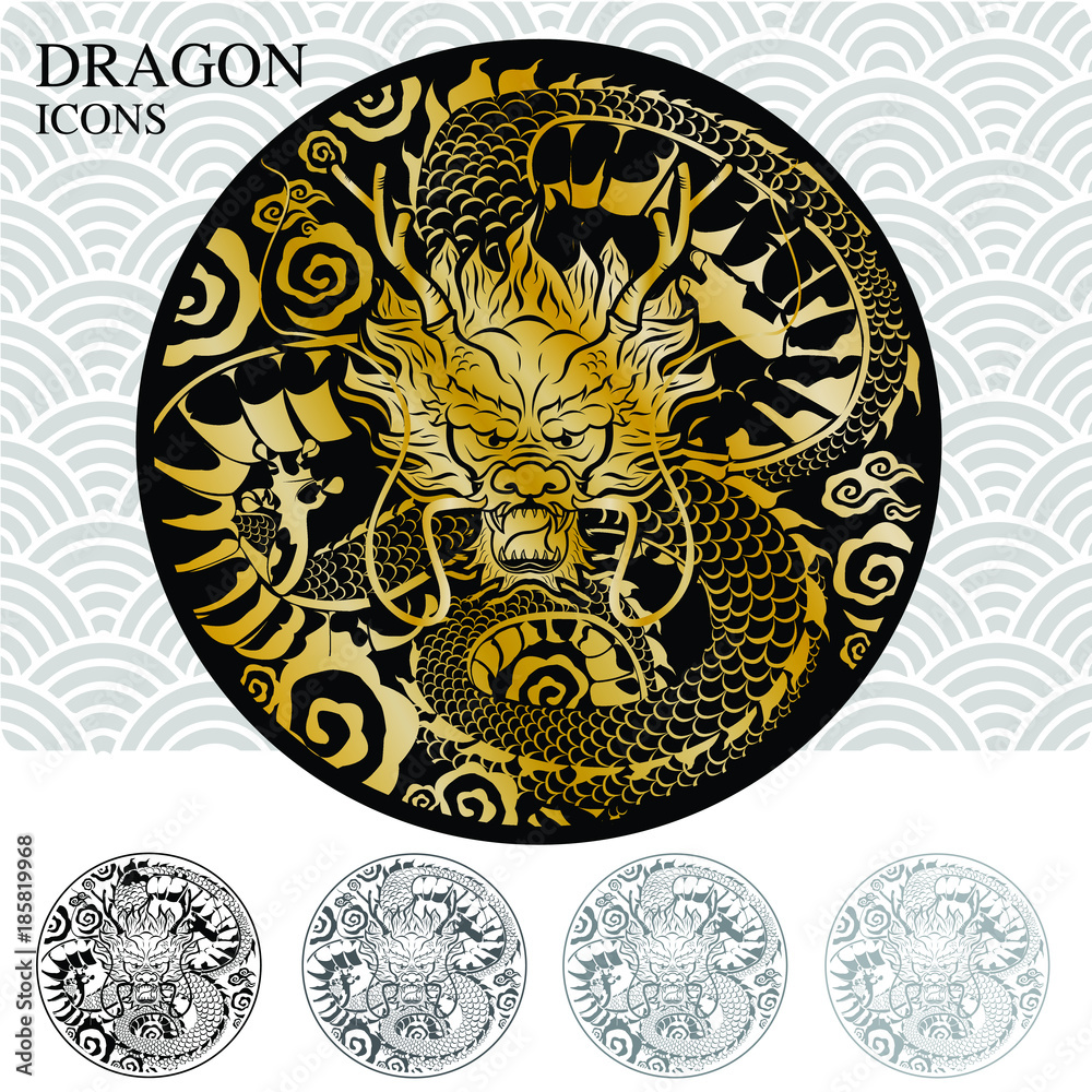 Front Dragon Icons Vector Front Dragon Icons Vector