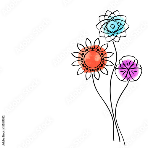 White background with watercolor flower decorative elements