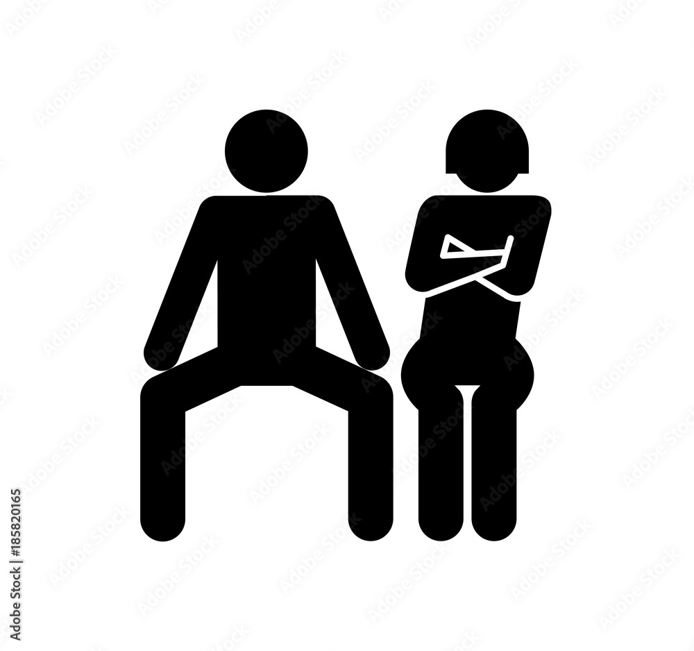 Dont Spread Your Legs Conceptual Vetor Illustration Of A Man Disturbing Woman By Spreading His 