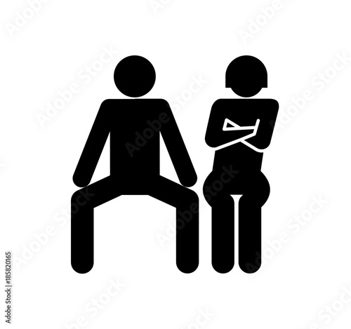 Don't Spread Your Legs. Conceptual Vetor Illustration Of A Man Disturbing Woman By Spreading His Legs In The Public Transportation.