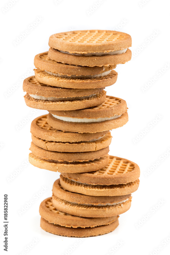 Stacks of cookies isolated on a white background Stacks of cookies isolated on a white background