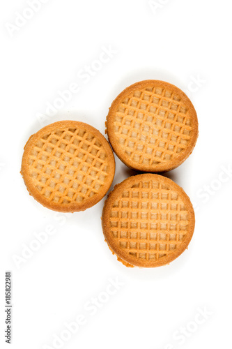 Stacks of cookies isolated on a white background