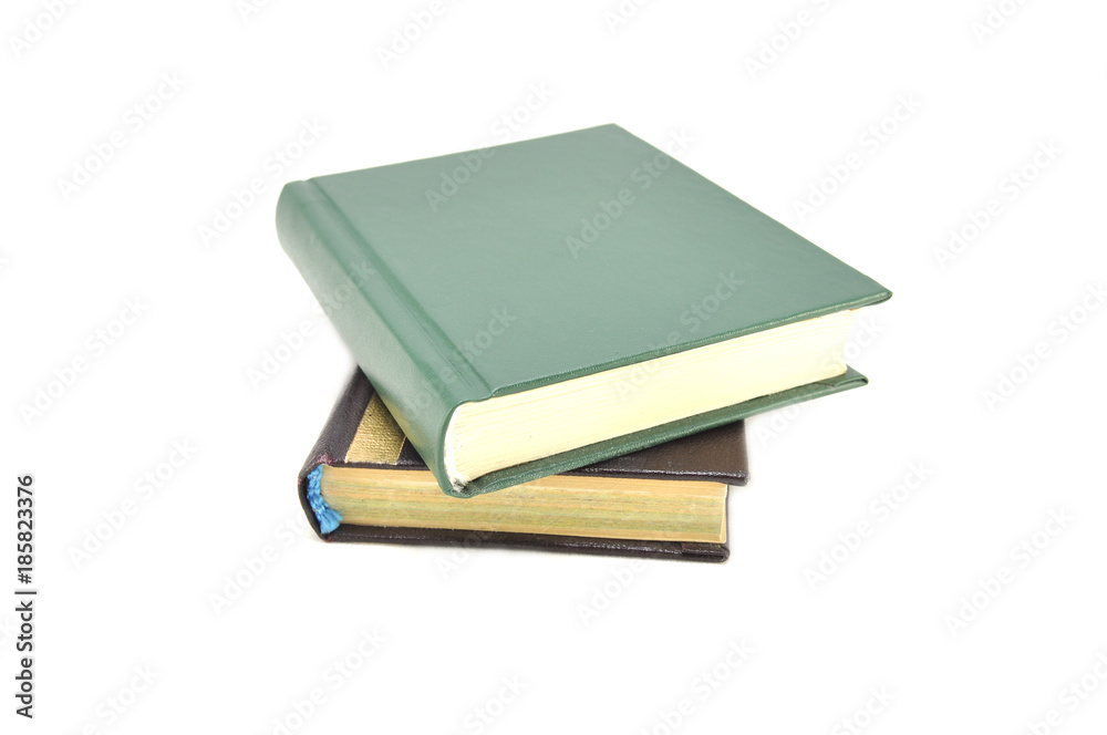 Books on white background closeup Books on white background closeup
