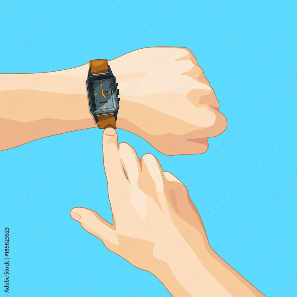 Fototapeta premium Business concept picture with mechanical hand watch. Vector illustration isolate