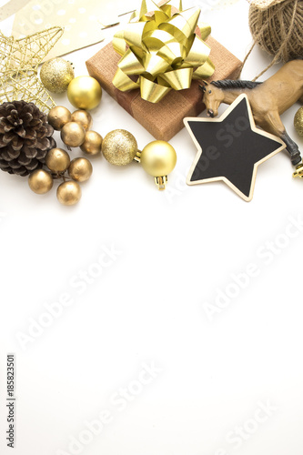 vintage prop decor on white background in christmas concept