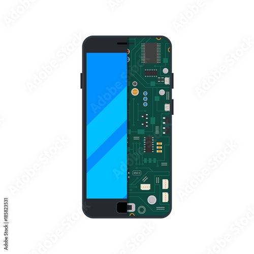 Illustration of electronic circuit of mobile phone or smartphone