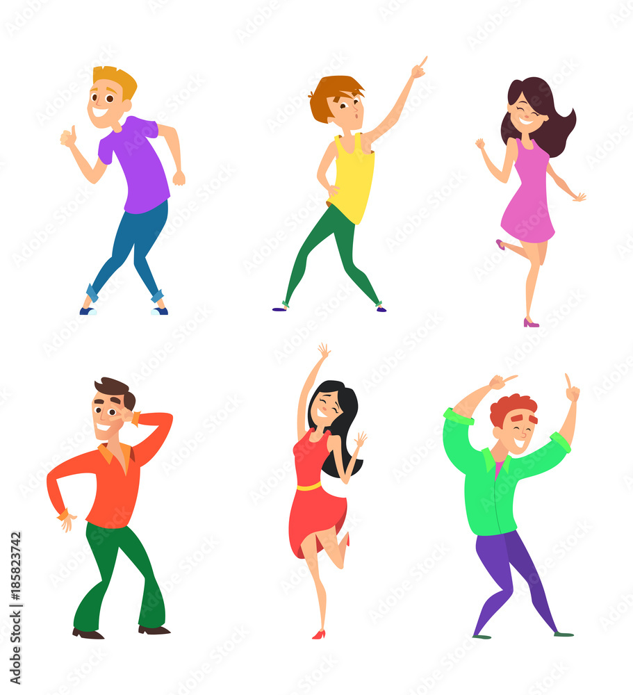 Teenage dancers in different action poses isolated on white Teenage dancers in different action poses isolated on white