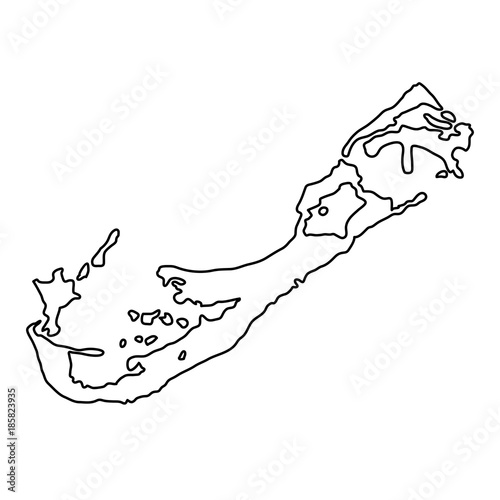 Bermuda map of black contour curves on white background of vector illustration