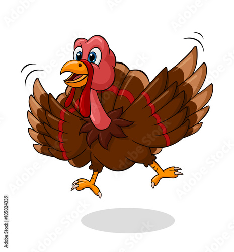 Funny turkey cartoon. Vector Illustration