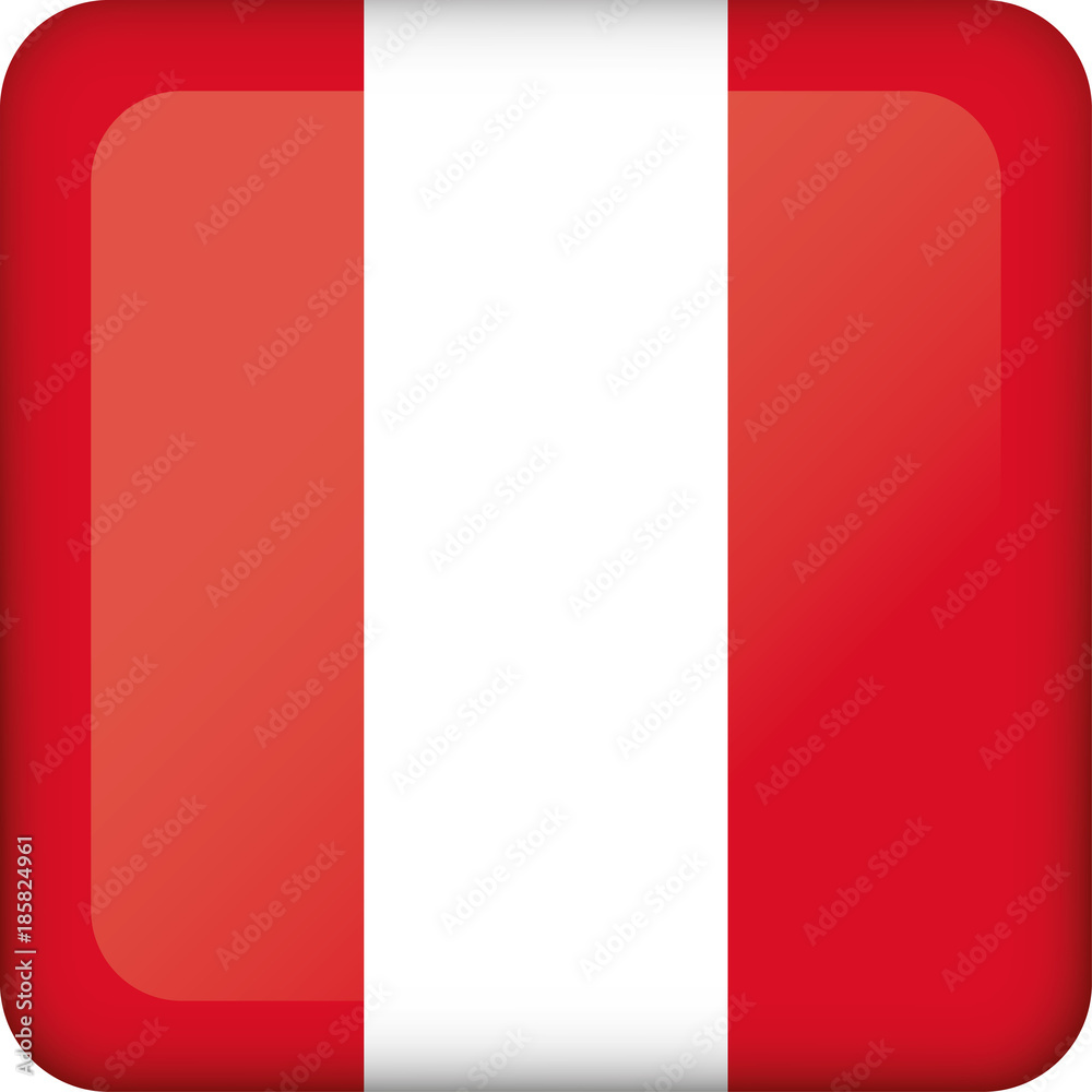 Icon representing square button flag of Peru. Ideal for catalogs of institutional materials and geography