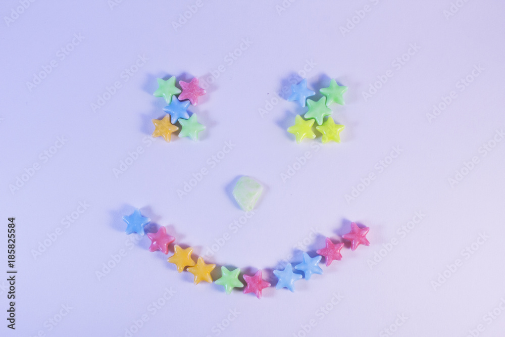 Smiling face from candies