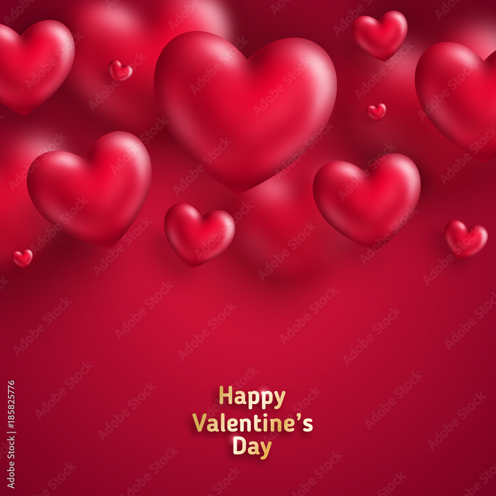 Valentine Day background with hearts on red Valentine Day background with hearts on red