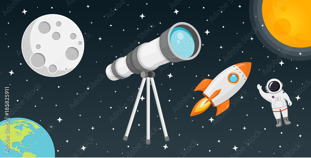 Fototapeta Space Flat Design