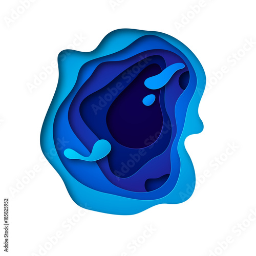 abstract background with blue paper cut shapes