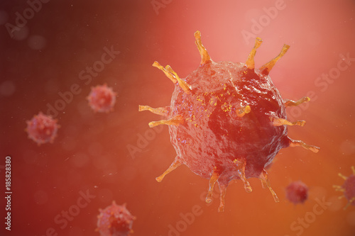 3d illustration of Influenza Virus H1N1. Swine Flu, infect organism, viral disease epidemic.
