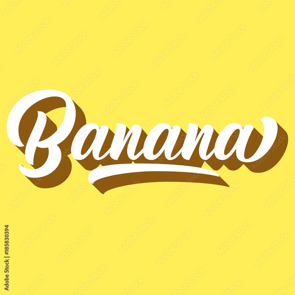 Banana hand lettering, custom typography, retor letters with 3d shadow ...