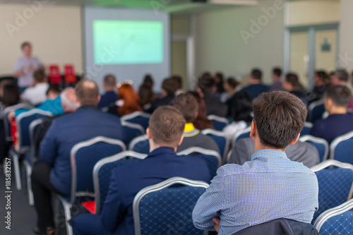 The image of a conference in a conference hall