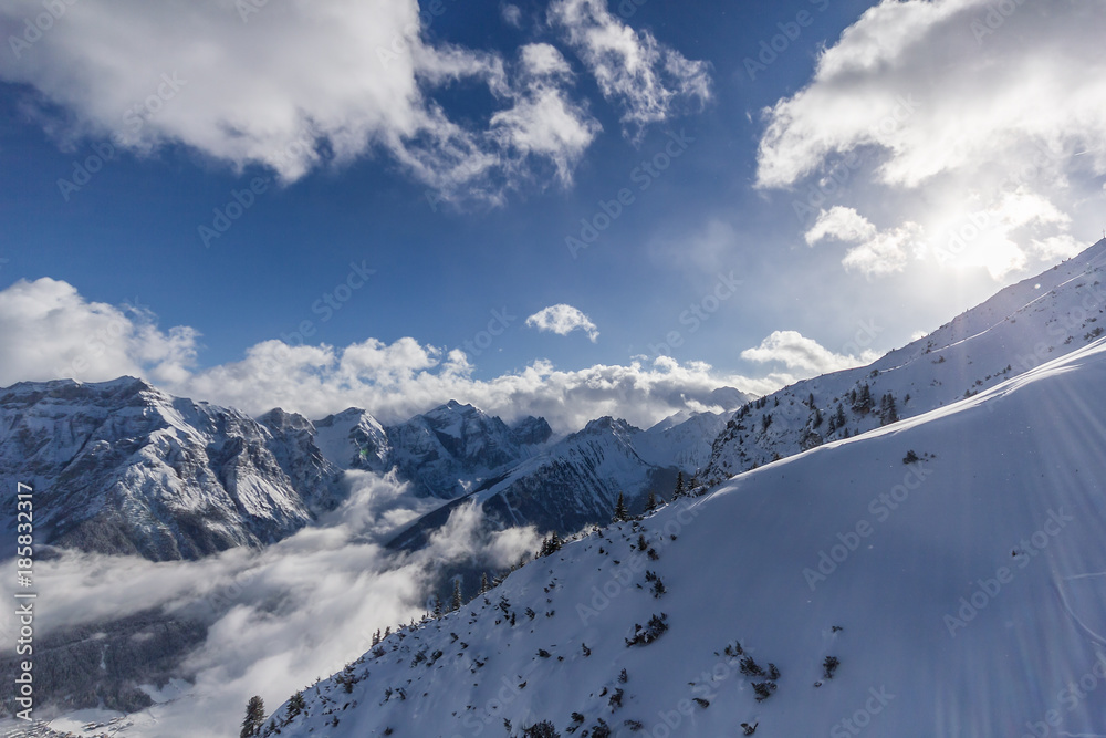 Winterlandschaft in den Tiroler Alpen, Stubaier Gletscher, Neustift im Stubaital, Austria