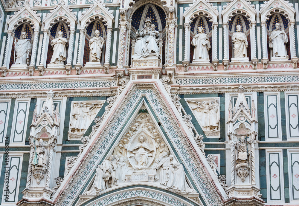 Florence Cathedral facade details, Tuscany, Italy