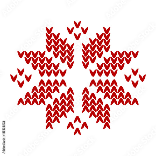 Knitted snow flake vintage retro background, vector christmass illustration