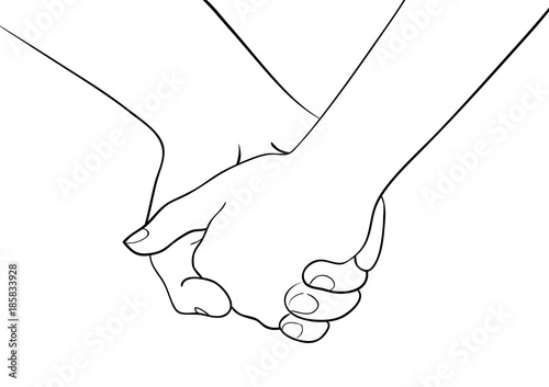 Young couple is holding hands