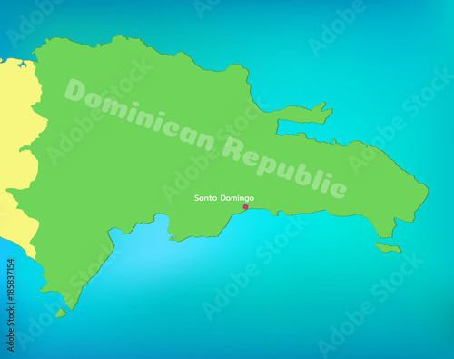 Map of Dominican Republic with capital Santo Domingo, vector illustration.