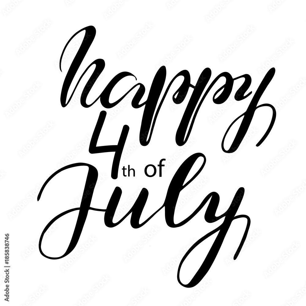 Obraz premium Lettering Happy Forth of July. Vector illustration.