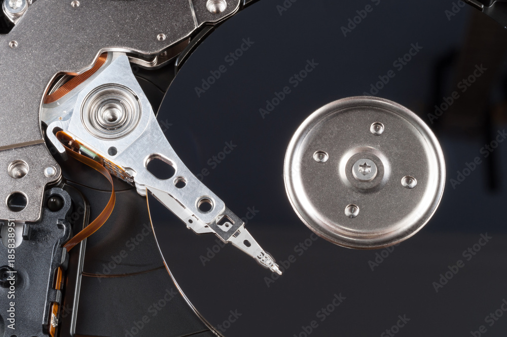 Hard disk drive - computer device for storing information, close-up Hard disk drive - computer device for storing information, close-up