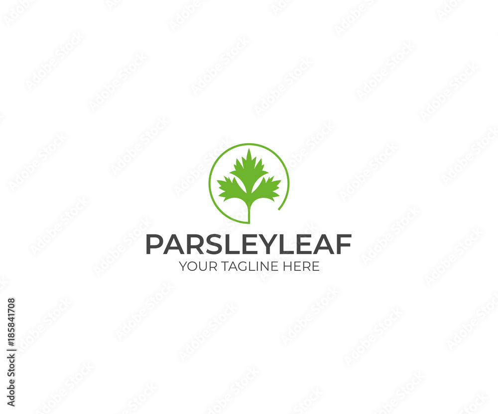 Parsley Logo Template. Cilantro Vector Design. Coriander Illustration Stock  Vector | Adobe Stock
