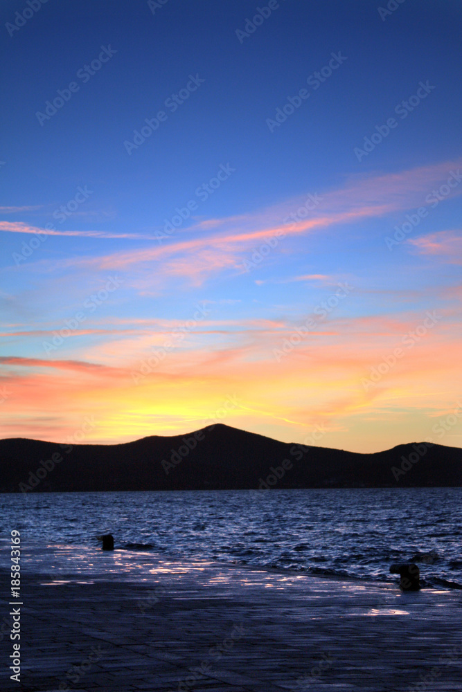 Adriatic sunset on the seacoast