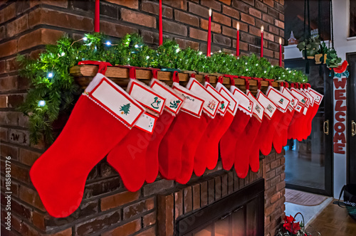 Stocking Hung by the Chimney Fireplace Large Family photo
