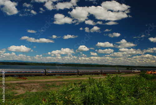 Amtrak  Montrealer  along Lake Champlain