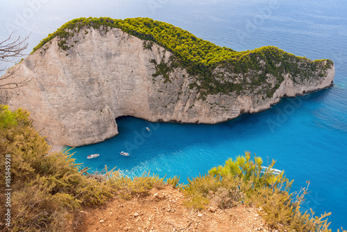 Famous Shipwreck beach. Beach of Navagio, Zakynthos, Greece. © vivoo