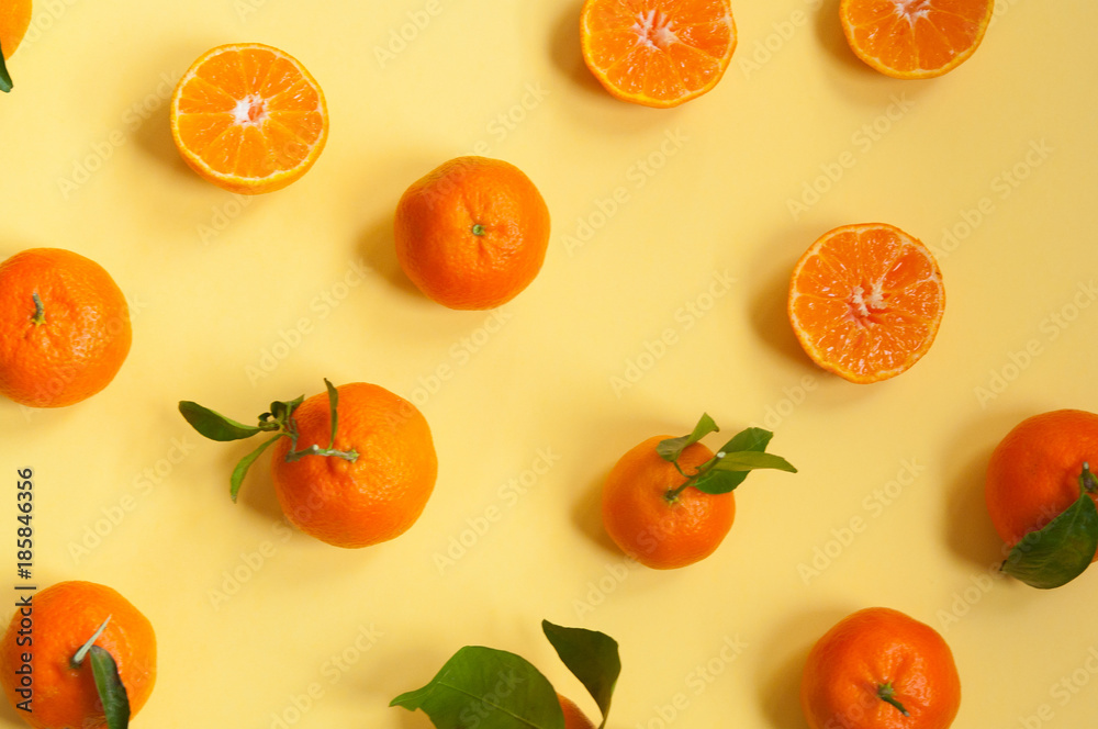 tangerine on a yellow background