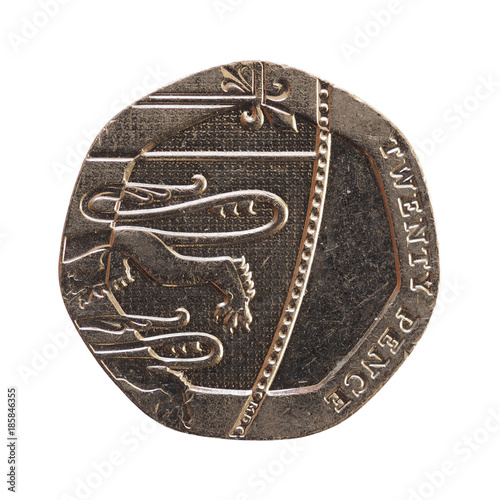 20 pence coin, United Kingdom isolated over white