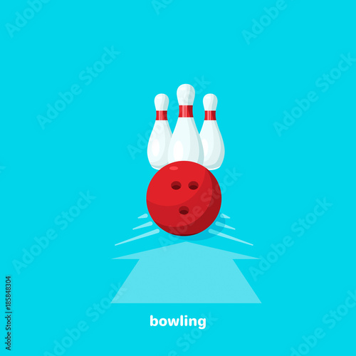 bowling ball and bowling pins, flat vector image