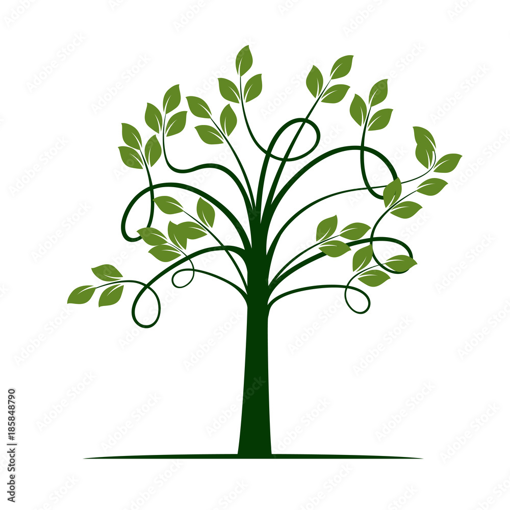 Green Spring Tree. Vector Illustration. Green Spring Tree. Vector Illustration.