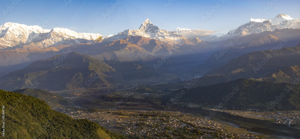 The Himalaya mountains seen from Sarangkot.