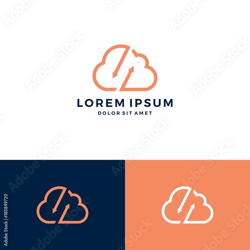 cloud sync arrow upload download logo vector file data hosting