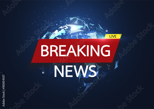 Breaking news live on world map connection background. Business technology concept. Vector illustration