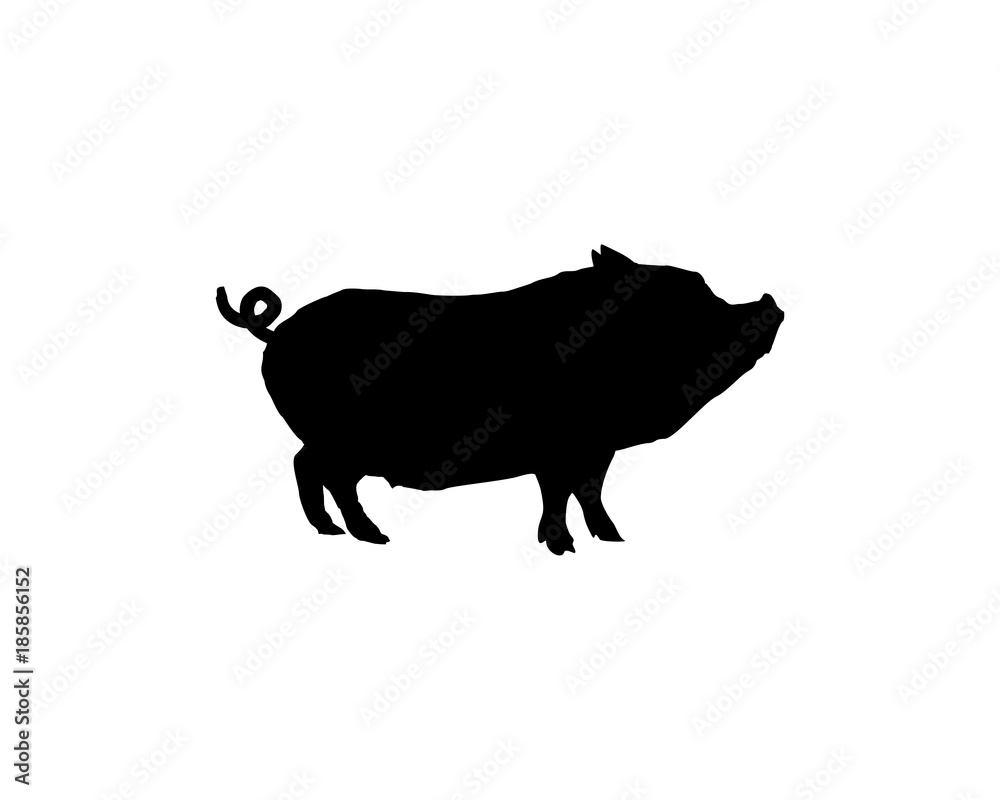 Unique Black Cute Pig Livestock Illustration Animal Vector Logo Silhouette Unique Black Cute Pig Livestock Illustration Animal Vector Logo Silhouette