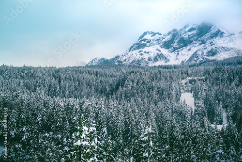 View of Mount Pilatus (Switzerland) in the snow