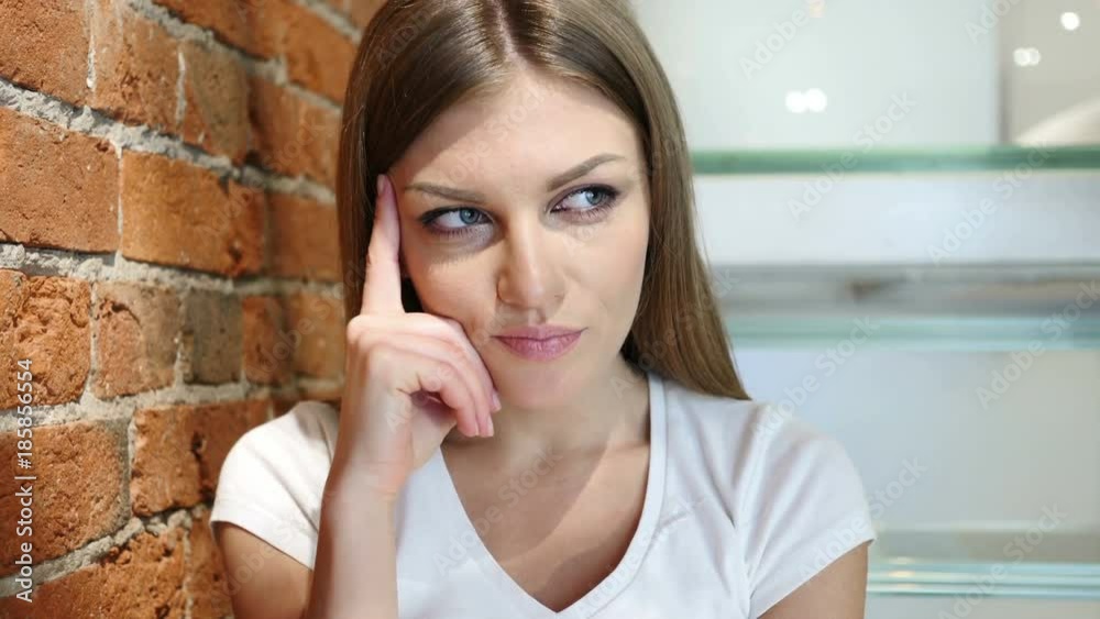 Thinking Woman Brainstorming, New Idea Thinking Woman Brainstorming, New Idea