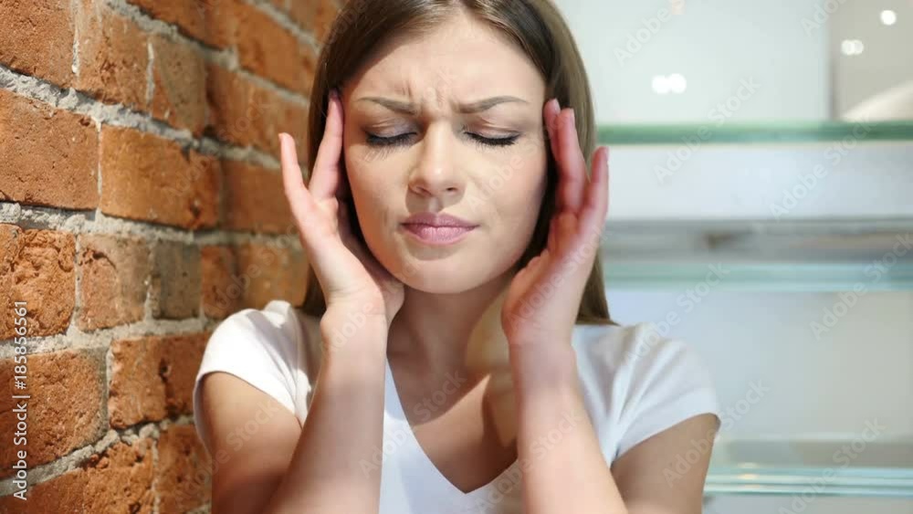 Tension and Headache, Frustrated Woman with Stress of Work Tension and Headache, Frustrated Woman with Stress of Work
