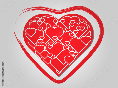 big red heart filled with little hearts