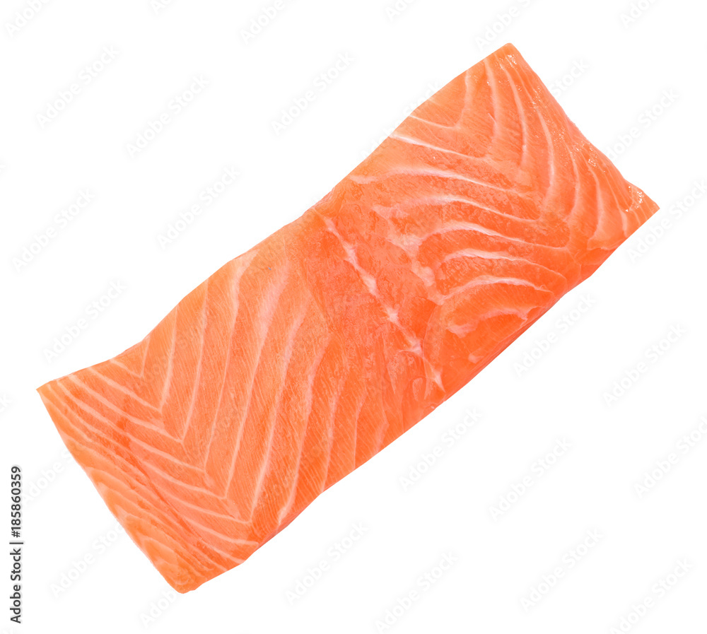 Raw salmon fillet isolated over white background Raw salmon fillet isolated over white background