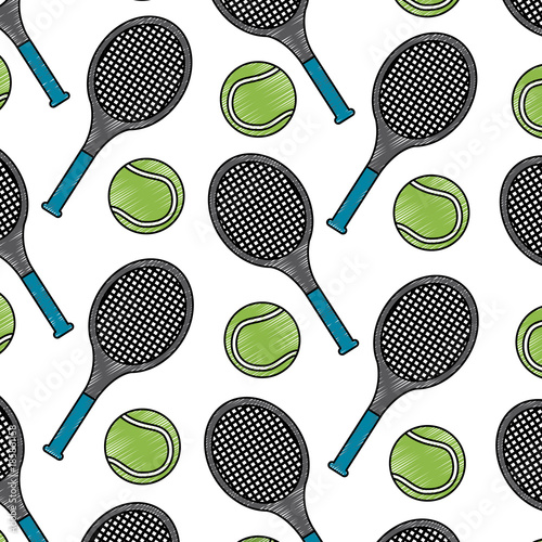 tennis ball racket sport seamless pattern vector illustration © Gstudio