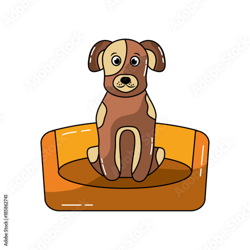 dog or puppy on bed pet icon image vector illustration design 
