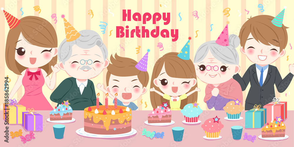 family with birthday party family with birthday party