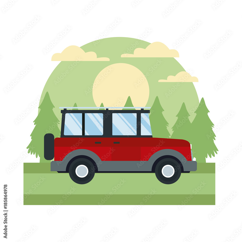 Obraz premium Off road sport truck In the forest icon vector illustration